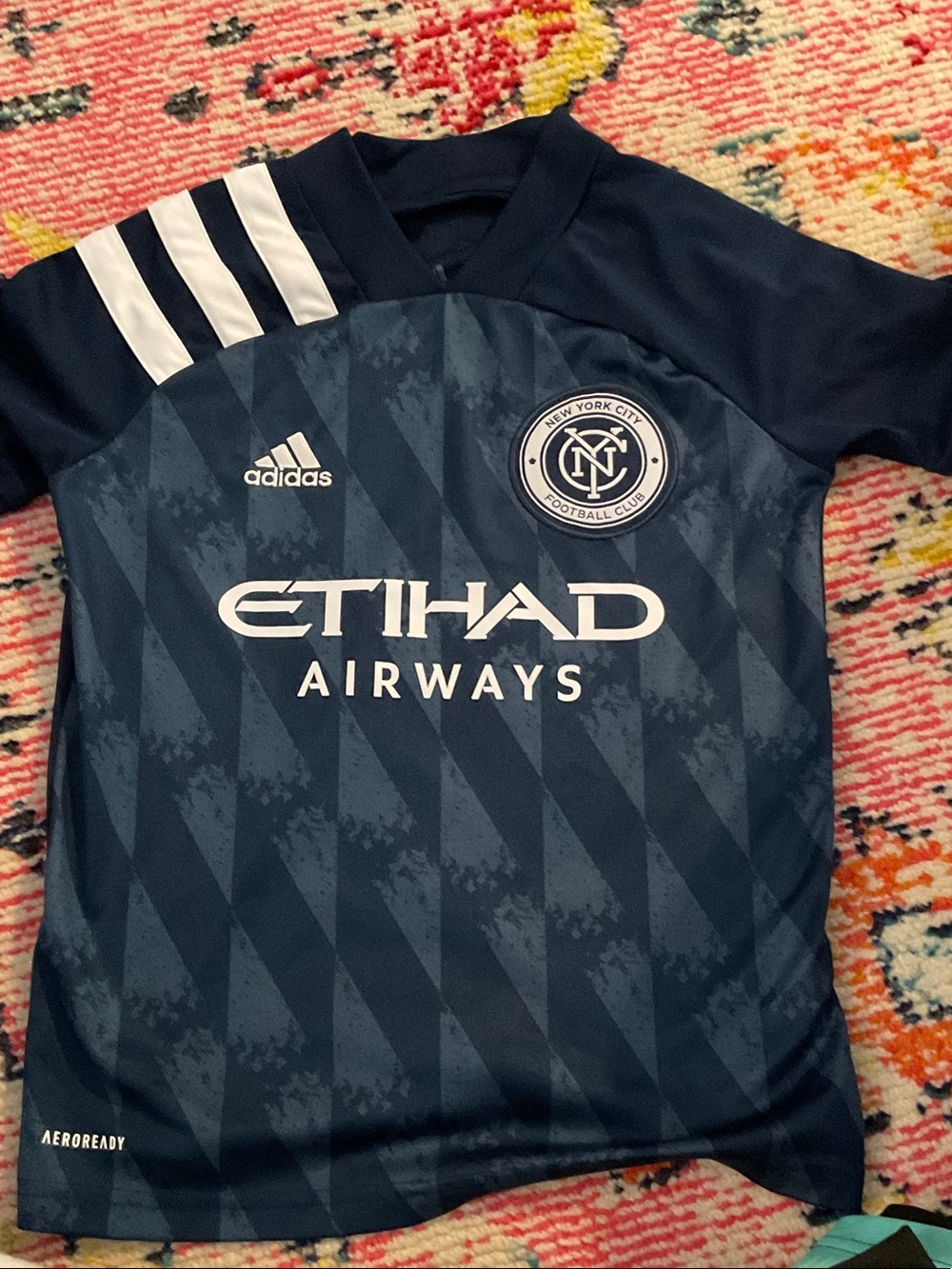 adidas Navy & White New York City FC Kids Short Sleeve Jersey